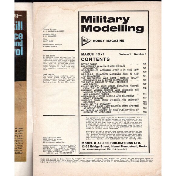 Vintage Military Modelling Magazine March 1971 Issue No. 3 Plans & Reviews - Picture 2 of 5